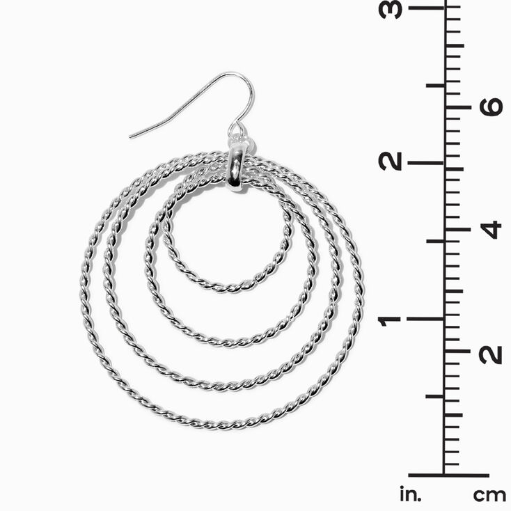 Silver-tone Twisted Ring 1.5&quot; Drop Earrings ,