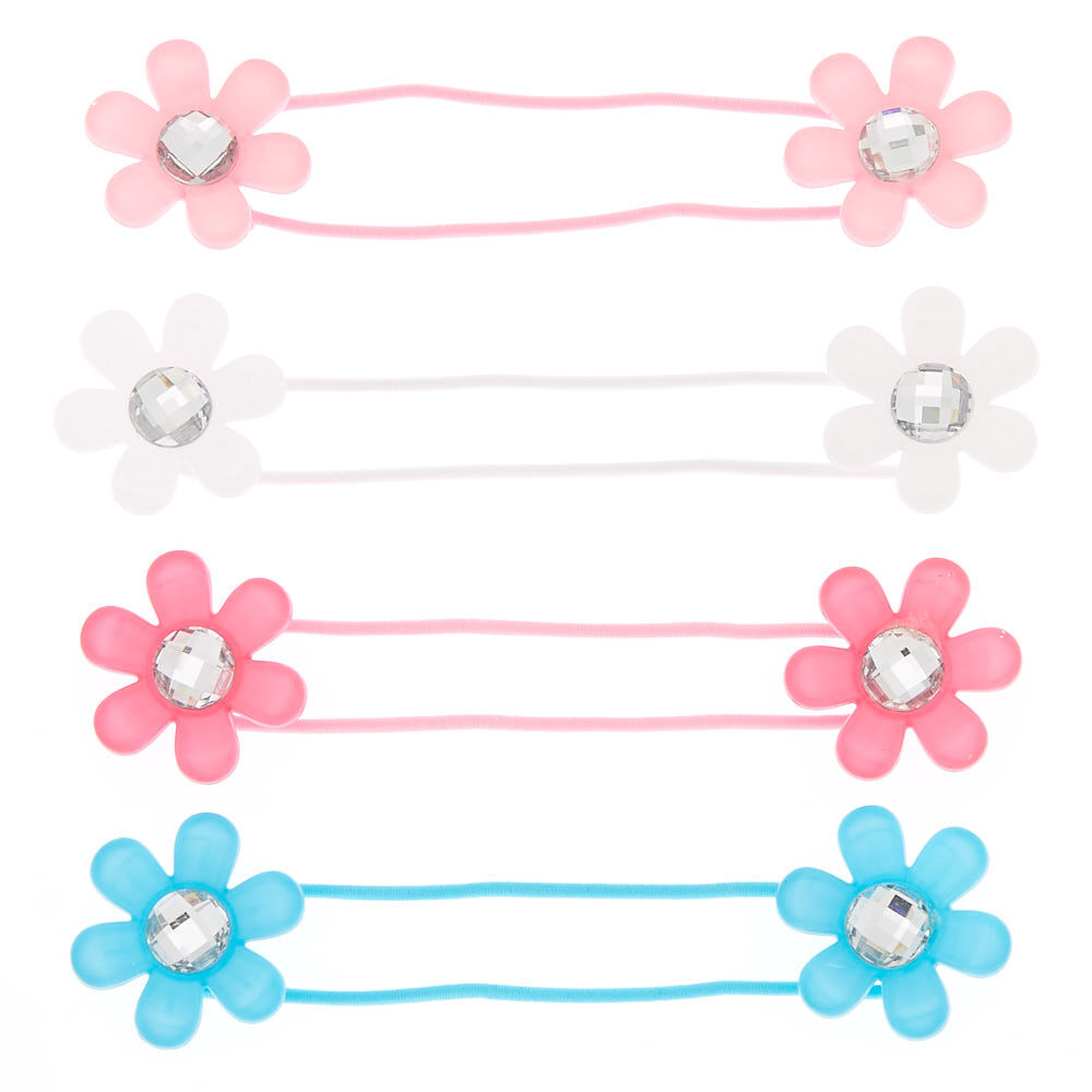 Claire's Club Gem Flower Hair Bobbles - 4 Pack,