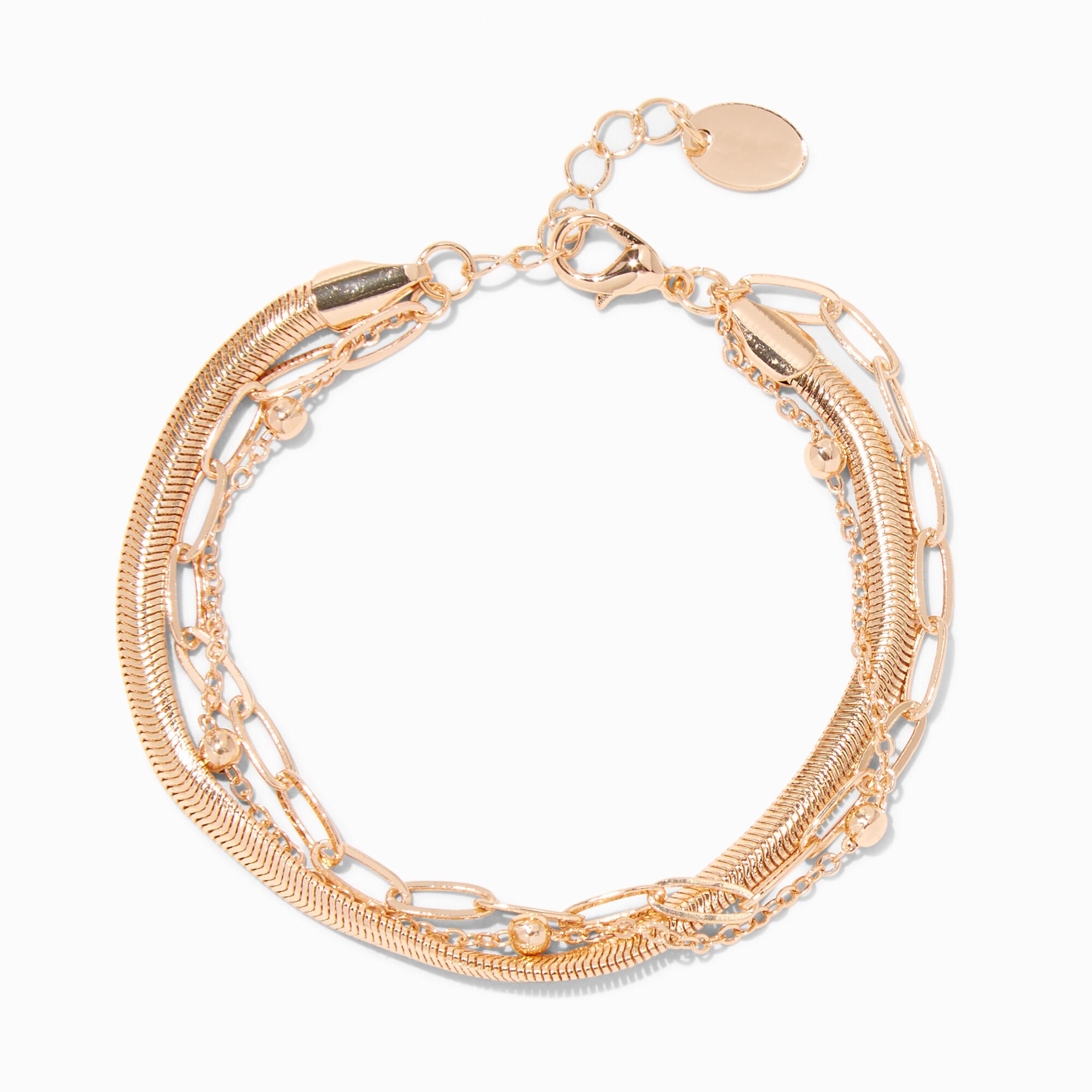 View Claires Tone Mixed Chain MultiStrand Bracelet Gold information