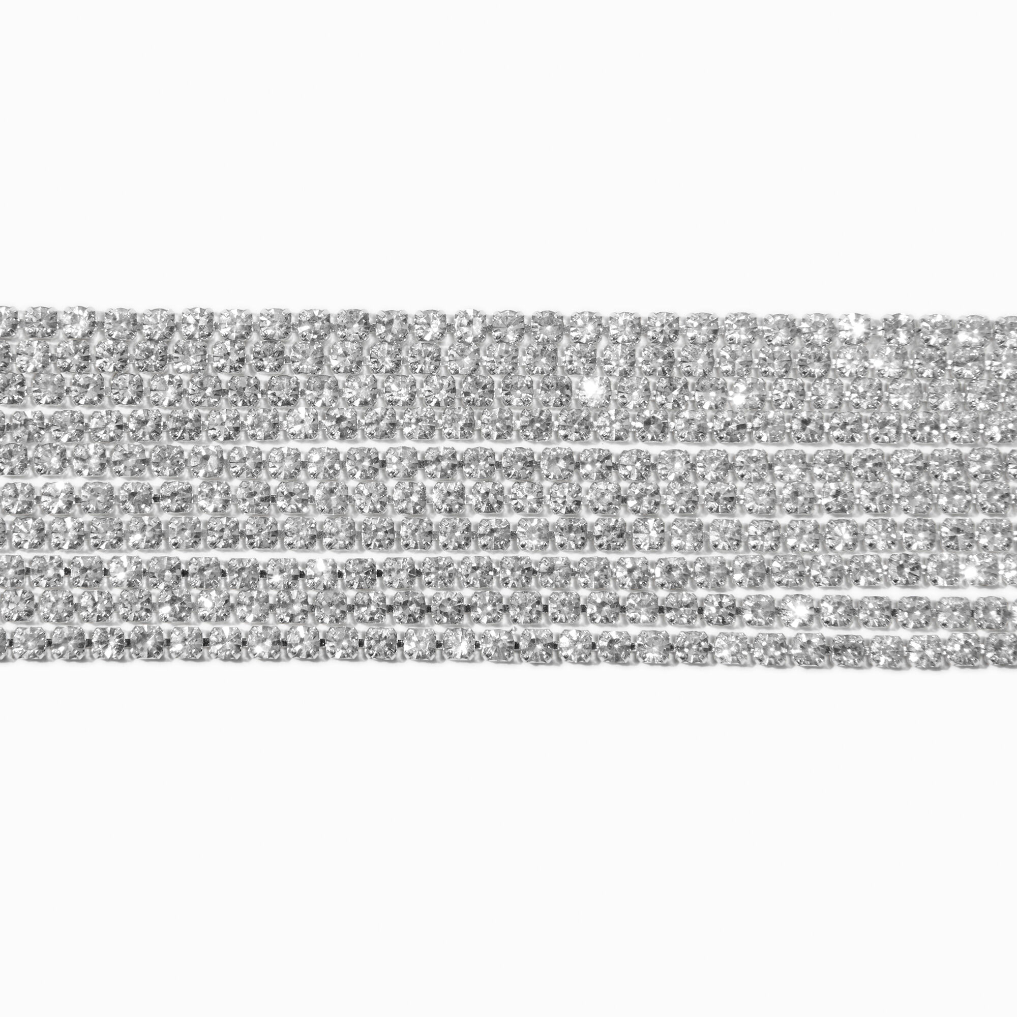 View Claires Tone Rhinestone Choker Necklace Silver information