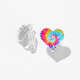 Rainbow Tie Dye Heart Clip On Earrings,