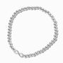 Infinity Charm Silver-tone Shot Bead Stretch Bracelet,