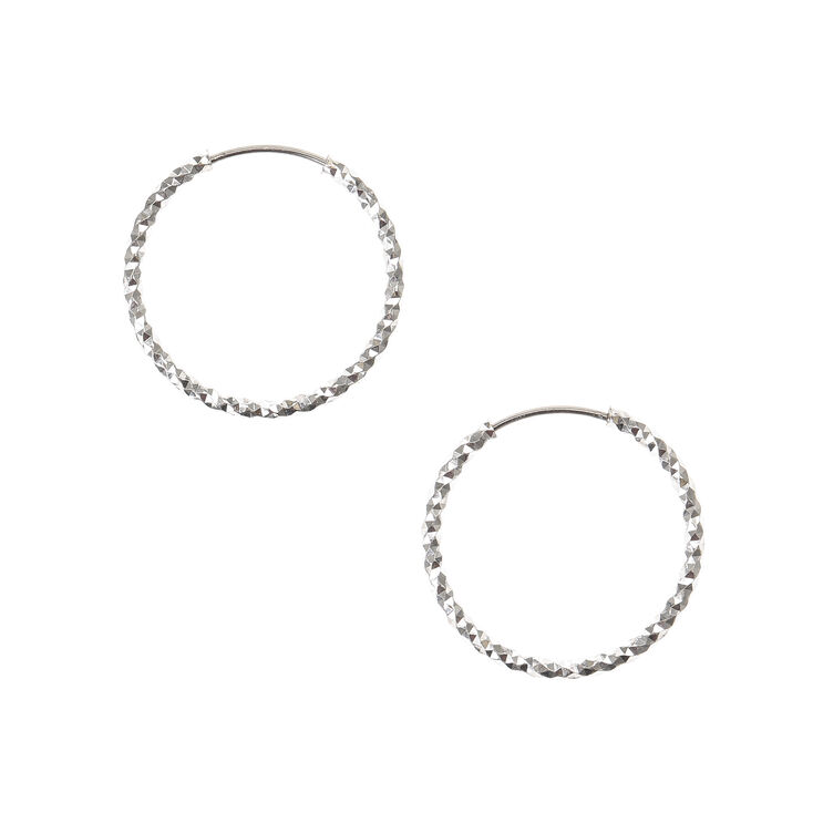 Silver 20MM Laser Cut Hoop Earrings,