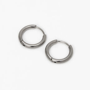 C LUXE by Claire&#39;s Silver-tone Titanium 10mm Tube Hoop Earrings,