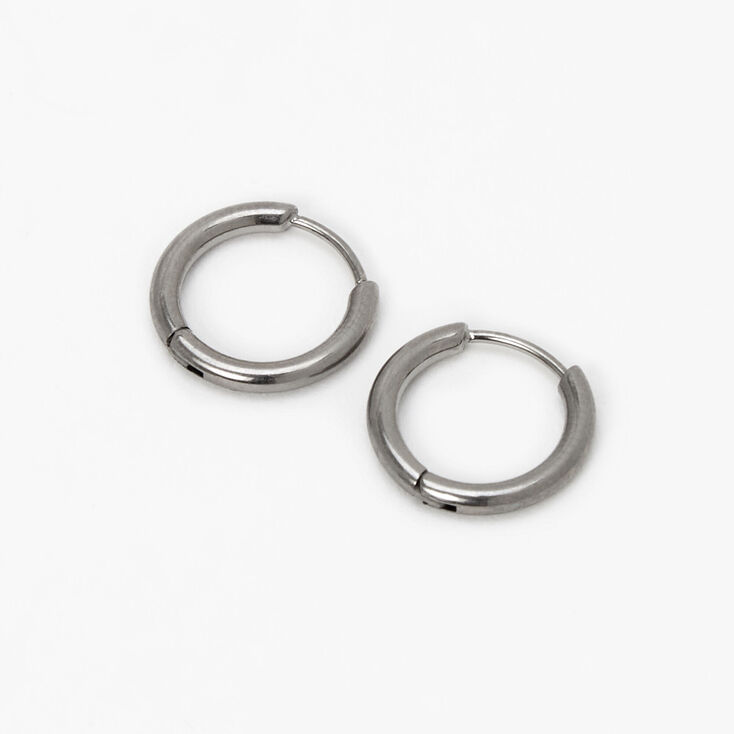 Titanium Silver 10MM Tube Hoop Earrings,