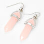Silver 1&#39;&#39; Glow in the Dark Mystical Gem Drop Earrings - Pink,