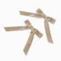 Gray Velvet Bow Hair Clips - 2 Pack,