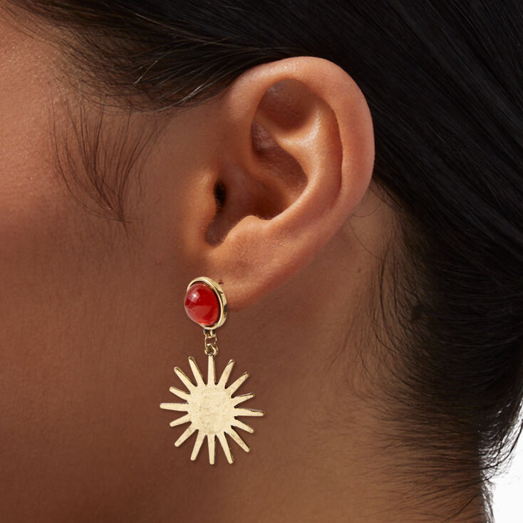 Gold-tone Sunburst 2&quot; Drop Earrings ,