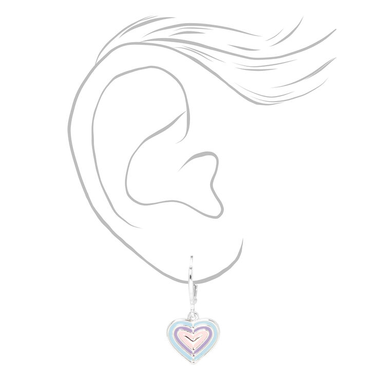 Silver Pastel Heart Pendant &amp; Earrings Set - 4 Pack,