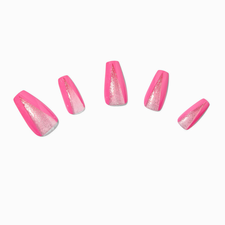 Pink &amp; Silver 3D Vegan Faux Nail Set - 24 Pack,