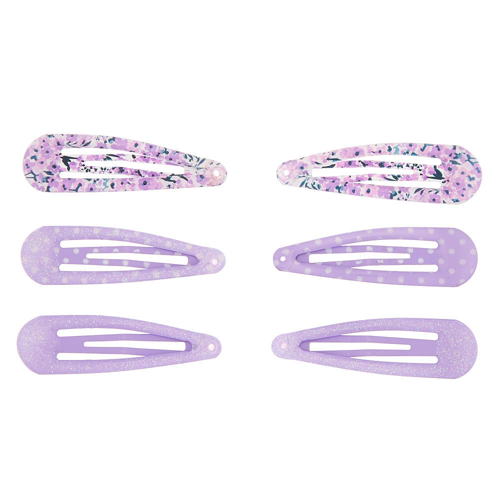 Claire's Club Purple Floral Snap Hair Clips - 6 Pack,