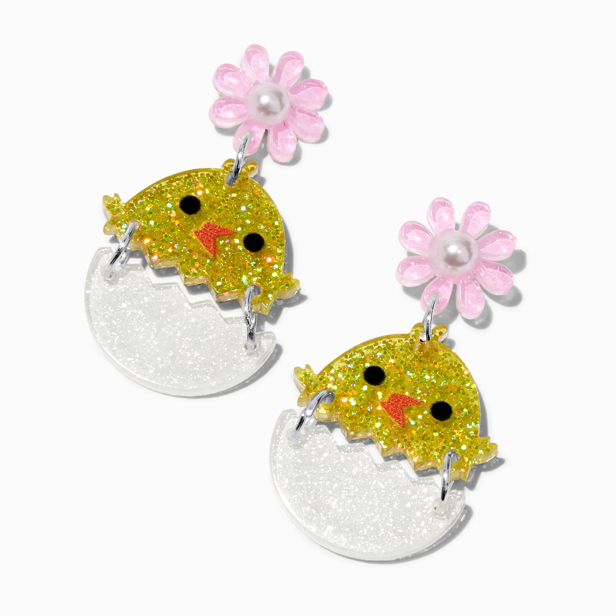 Easter Glittery Chicks 1.5" Drop Earrings,
