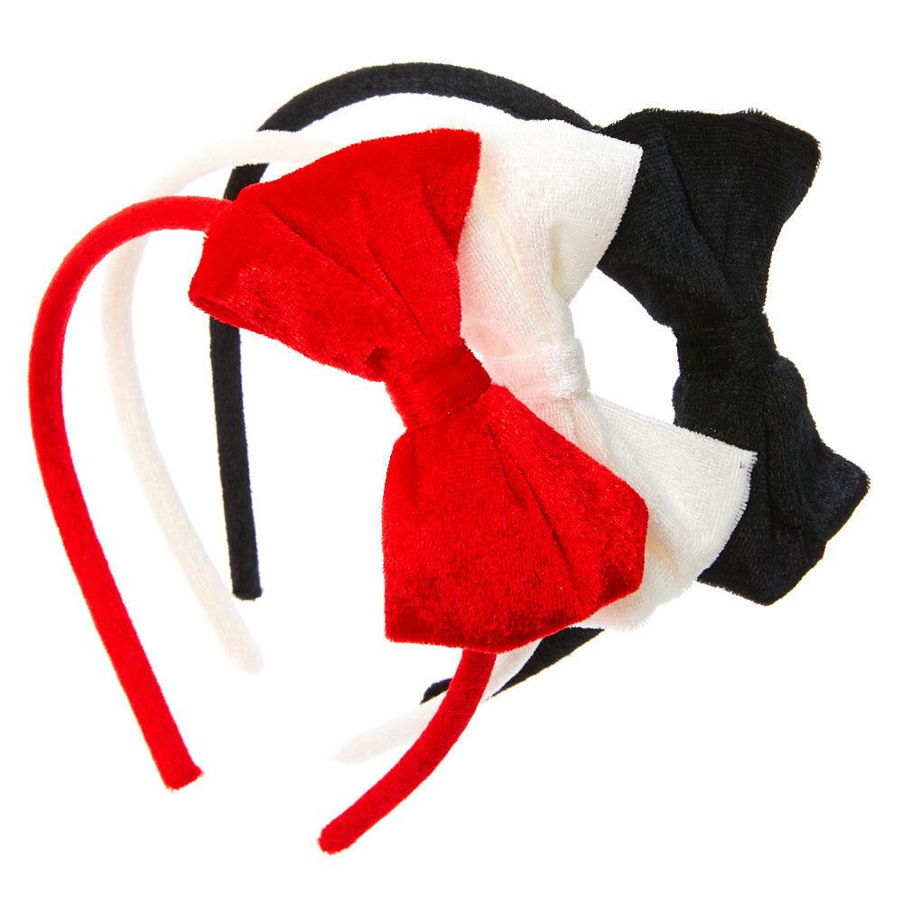 Claire's Club Velvet Bow Headbands - 3 Pack,