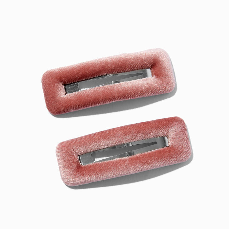 Blush Pink Velvet Snap Hair Clips - 2 Pack,