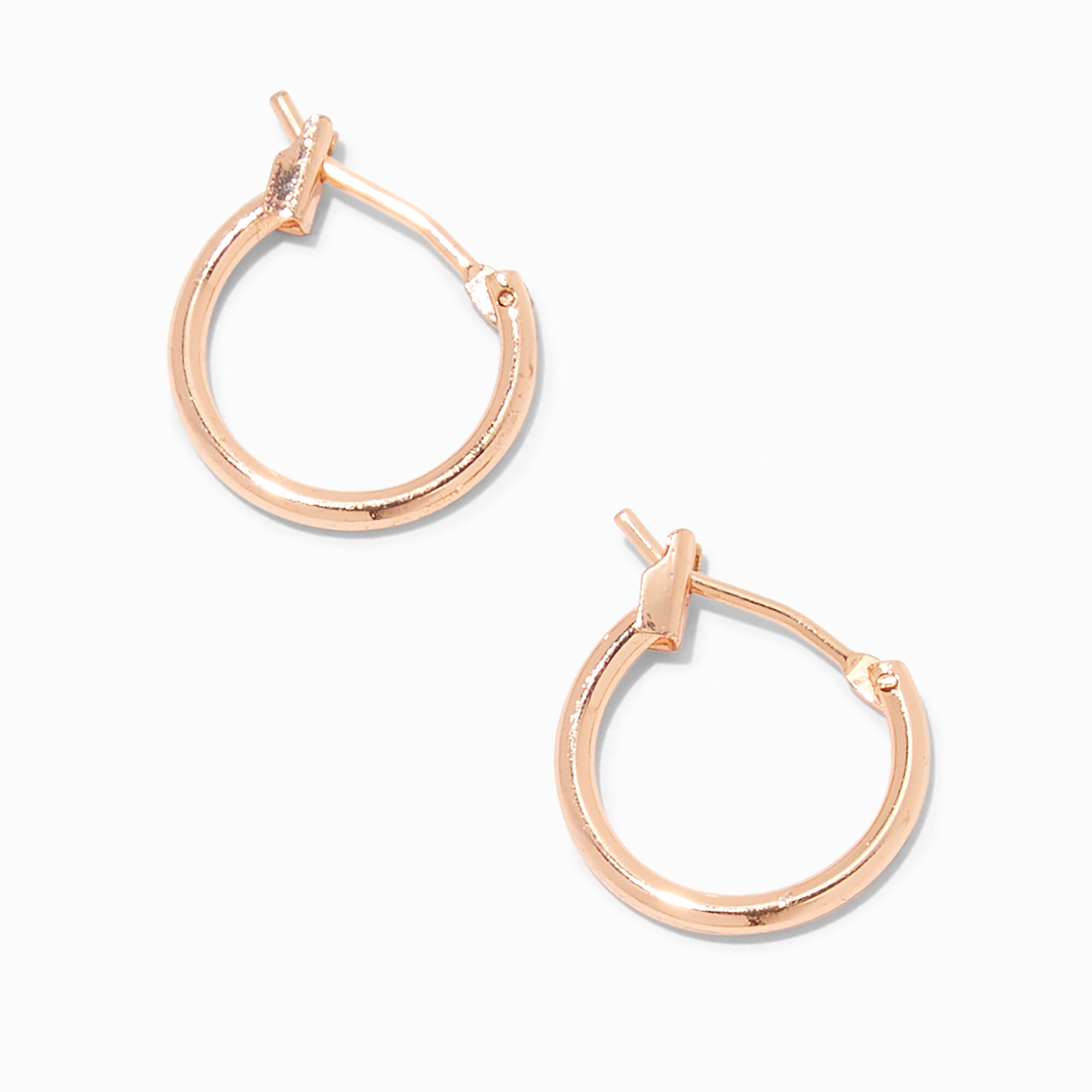 View Claires 18K Plated Rose 14MM Hoop Earrings Gold information