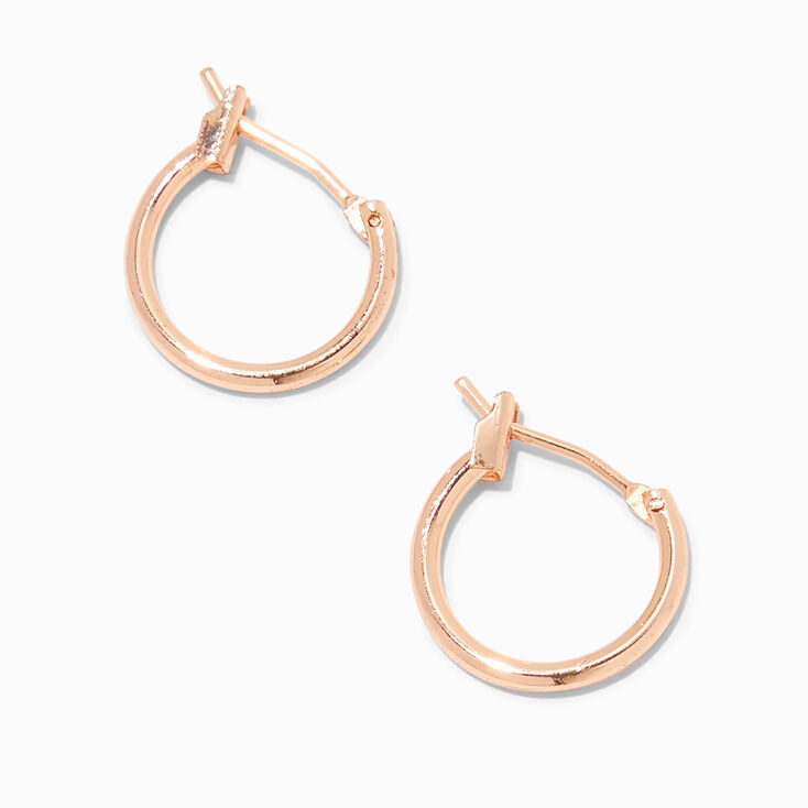 18k Gold Plated Rose Gold 14MM Hoop Earrings | Claire's