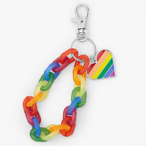 Rainbow Heart Chunky Chain Keychain,