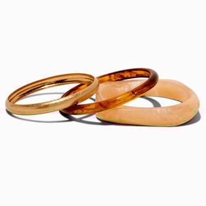 Gold-tone Tortoiseshell Marble Bangle Bracelets - 3 Pack,