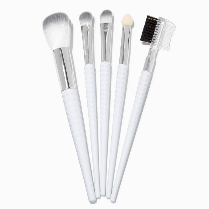 White Studded Makeup Brushes - 5 Pack,