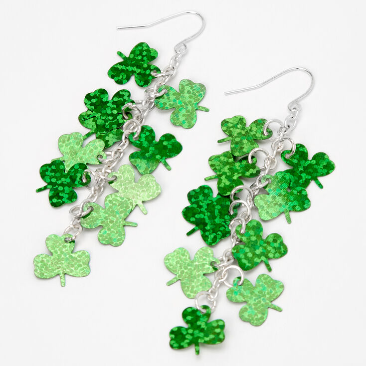 St. Patrick&#39;s Day Shimmering Shamrocks 3&quot; Drop Earrings,