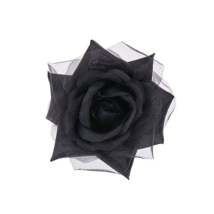 Dark Rose Hair Clip - Black,