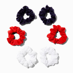Red, White &amp; Blue Hair Scrunchies - 6 Pack,