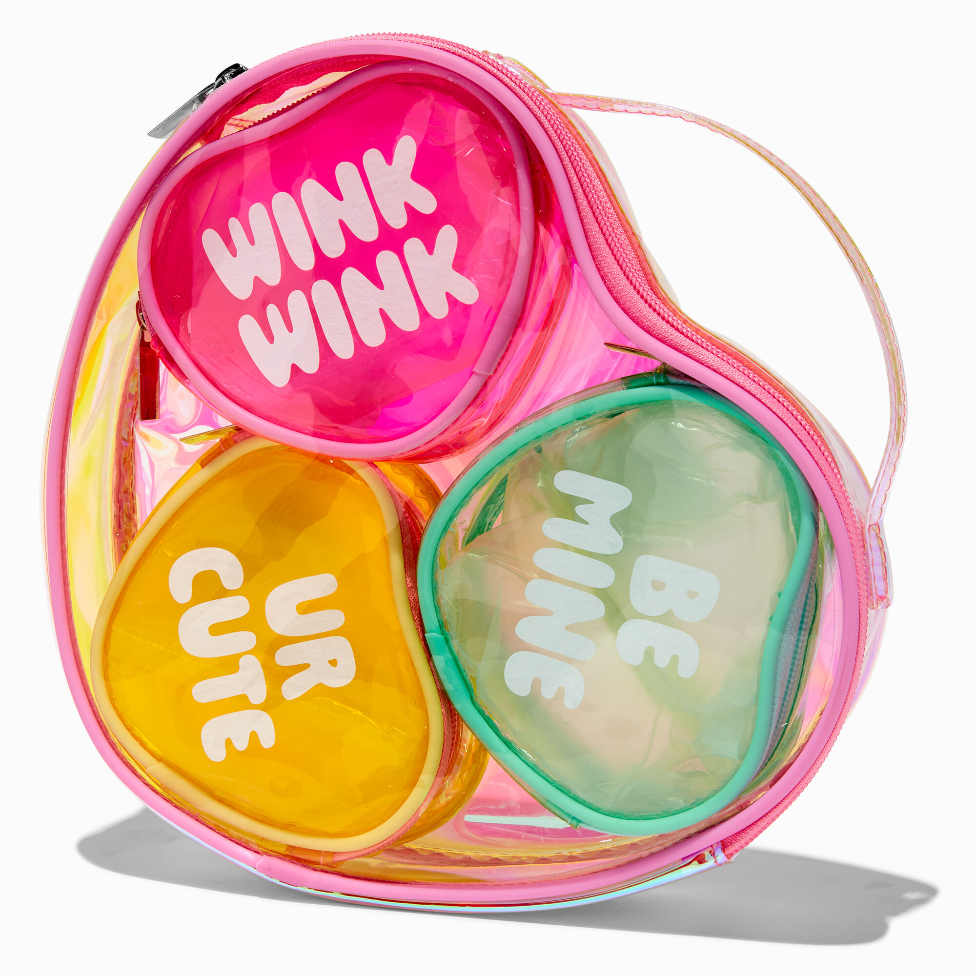 Valentine's Day Candy Heart Makeup Bag Set - 4 Pack,