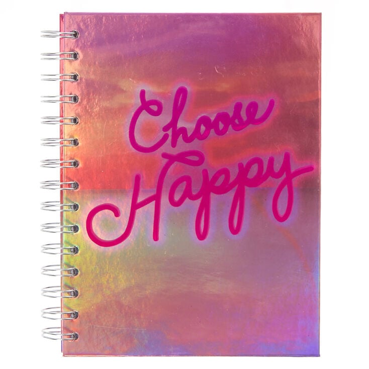Carnet &agrave; spirales lumi&egrave;res fluo &laquo;&nbsp;Choose Happy&nbsp;&raquo;,