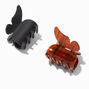 Matte Black &amp; Tortoiseshell Butterfly Hair Claws - 2 Pack,