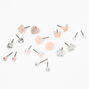 Pink Butterfly Heart Rose Stud Earrings - 9 Pack,