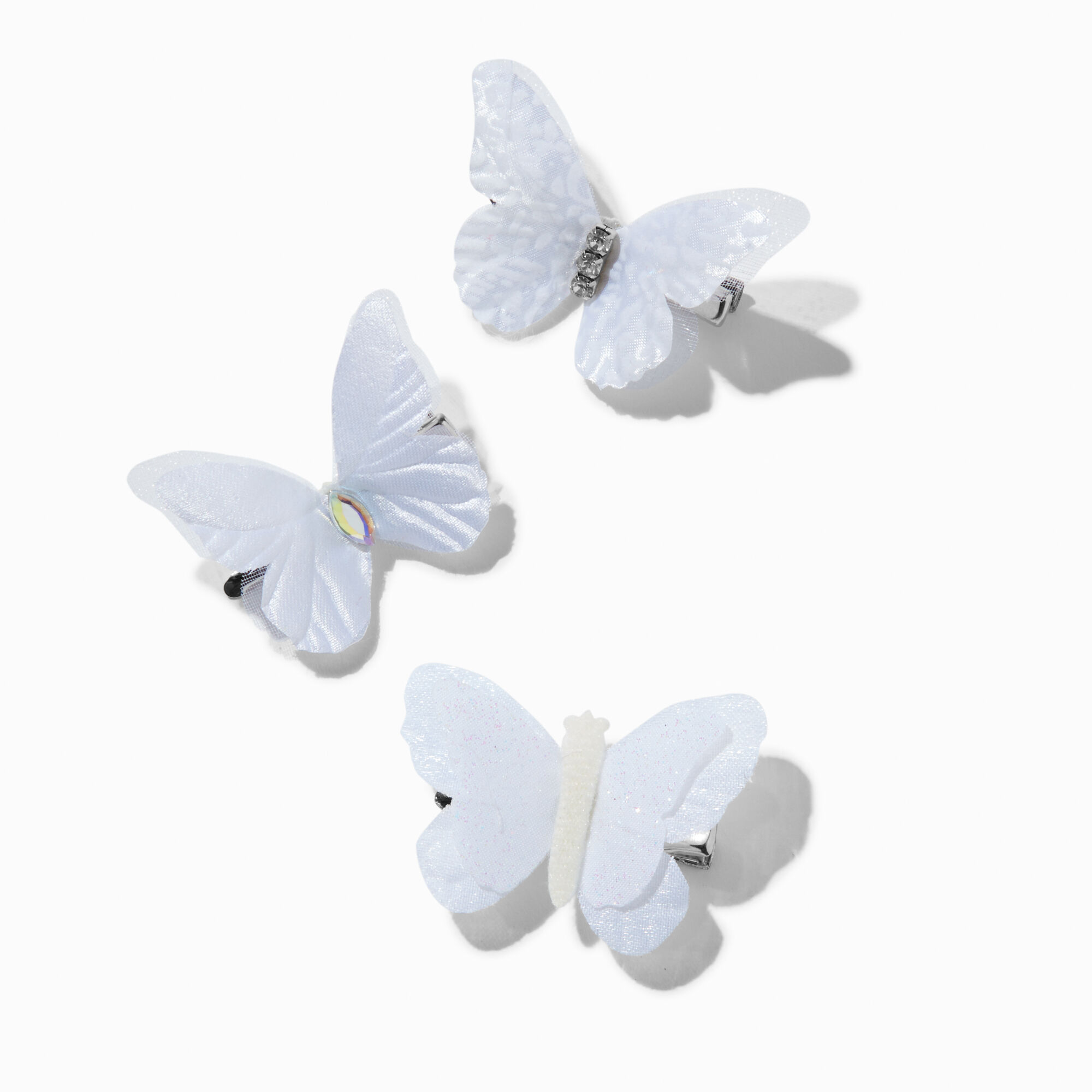 View Claires Butterfly Hair Clips 3 Pack White information