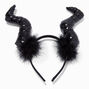 Black Witch Horns Feather Headband,