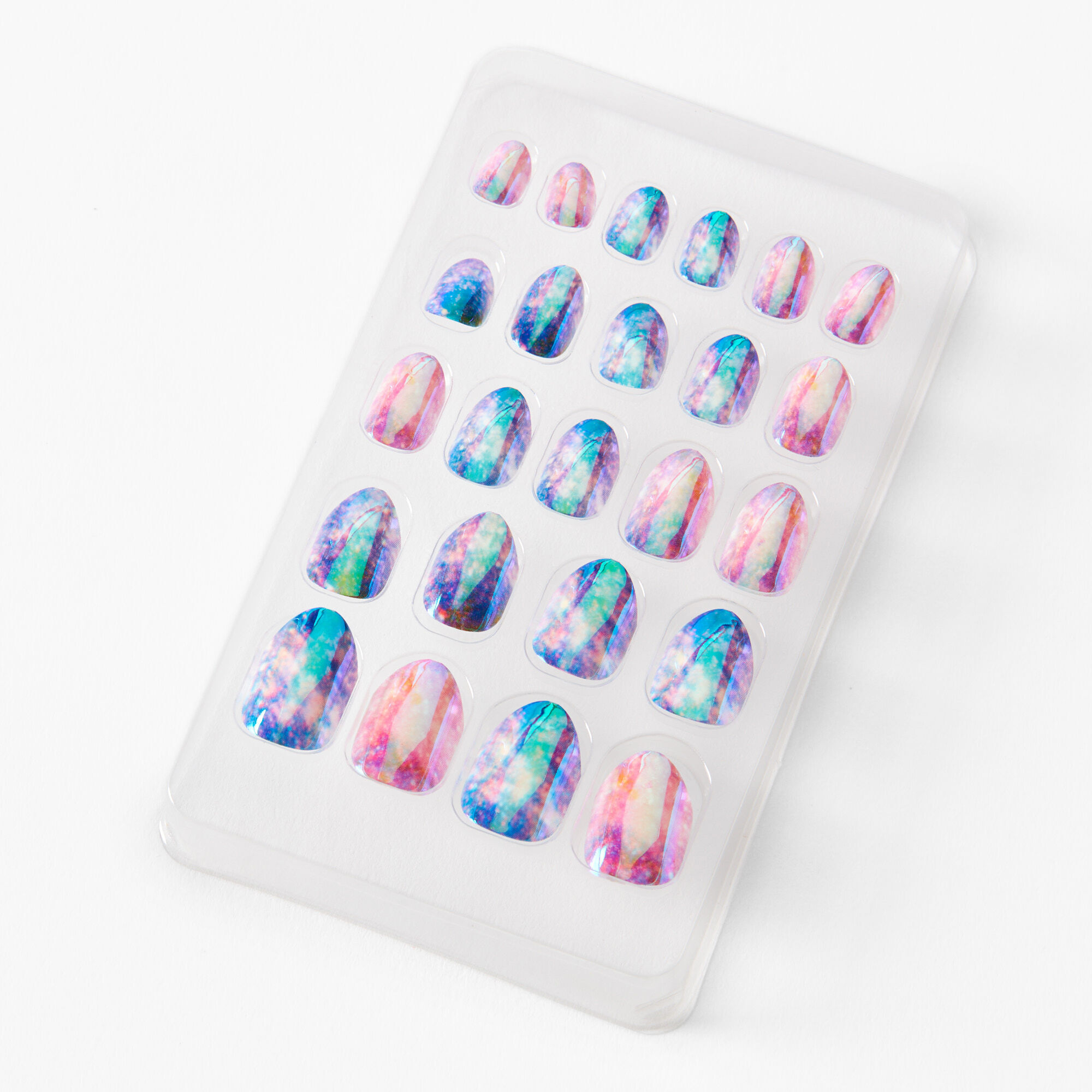 24 Pack Claire's Girl's Rainbow Unicorn Square Press On Faux Nail Set 