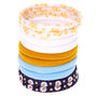 Blue &amp; Yellow Daisy Rolled Hair Ties - 10 Pack,