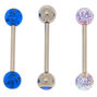 Silver-tone 14G Mystical Barbell Tongue Rings - 3 Pack,