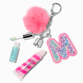 Initial Hot Pink Lip Gloss Keychain - M,