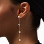 Gold-tone Linear Pearl Drop Earrings,