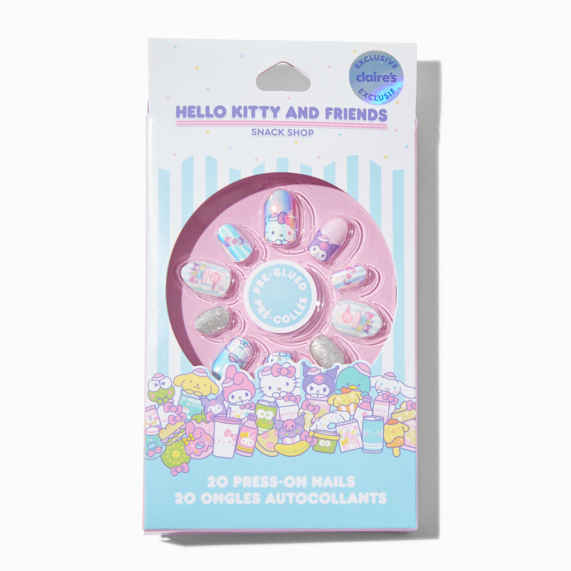 Hello Kitty® And Friends Claire's Exclusive Snack Shop Stiletto Press On Faux Nails - 20 Pack,