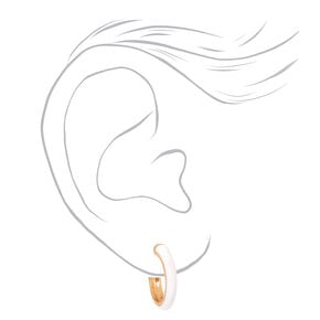 Gold &amp; White Enamel Earrings Set - 6 Pack,