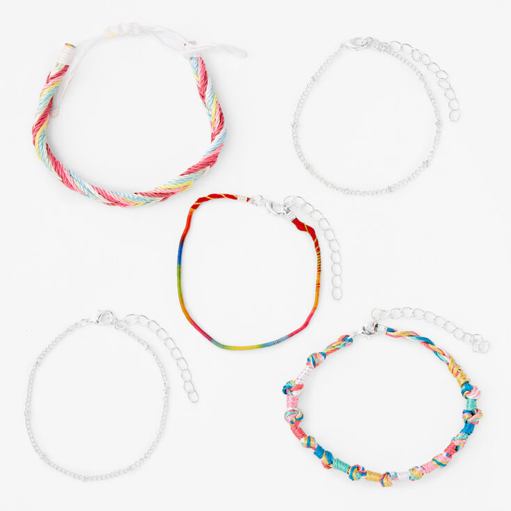 Braided Rainbow Chain Bracelet Set &#40;5 Pack&#41;,