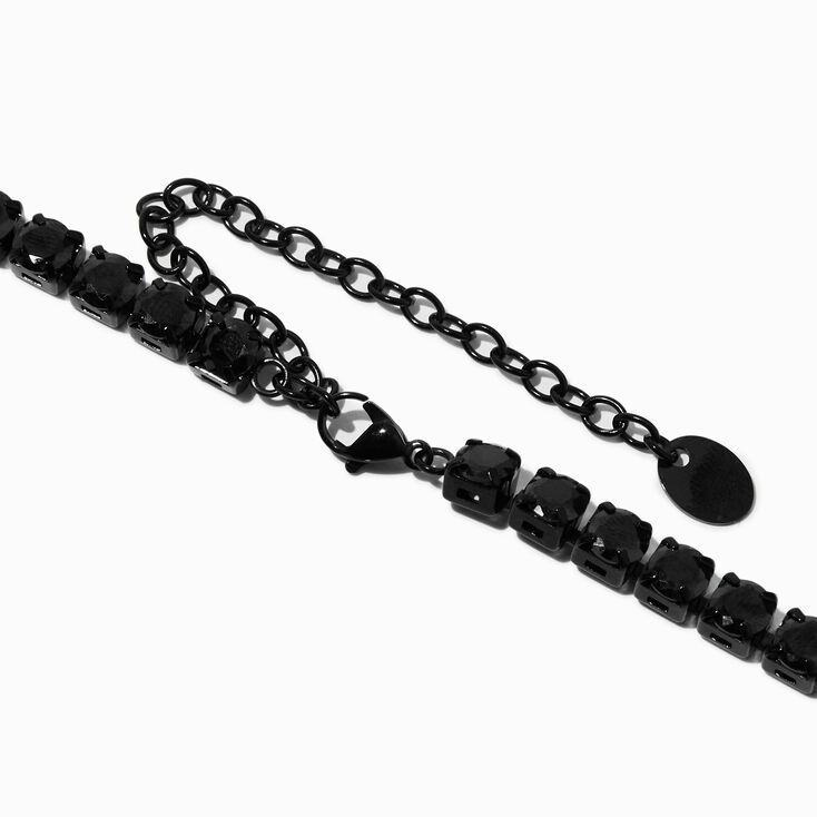 Black Stainless Steel Cubic Zirconia Cup Chain Necklace,