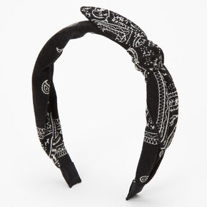 Knotted Bow Bandana Headband - Black,