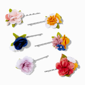 Rainbow Mixed Flower Hair Pins - 6 Pack,