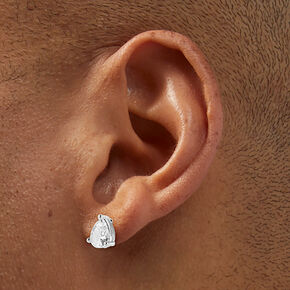 Silver-tone Cubic Zirconia 8mm Teardrop Stud Earrings,