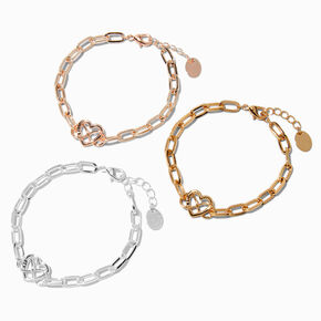 Bracelets c&oelig;ur symbole de l&rsquo;infini en m&eacute;taux mixtes best friends - Lot de 3,