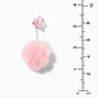 Pink Butterfly Pom Pom 2&quot; Clip-On Drop Earrings,