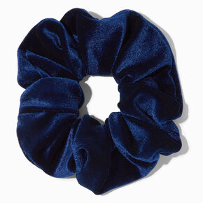 Chouchou en imitation velours de taille moyenne - Bleu marine,