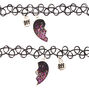 Best Friends Glitter Heart Tattoo Choker Necklaces - 2 Pack,