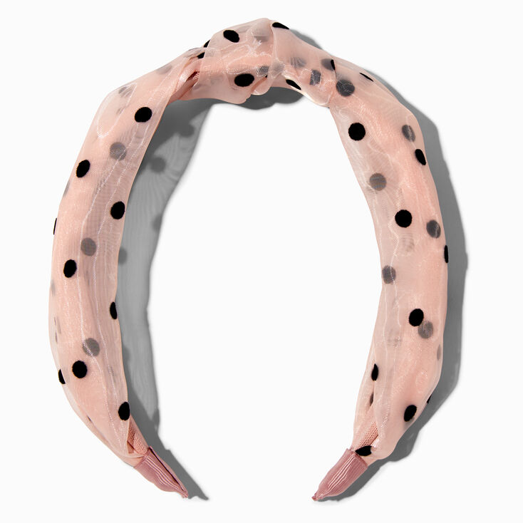 Blush Pink Polka Dot Sheer Knotted Headband