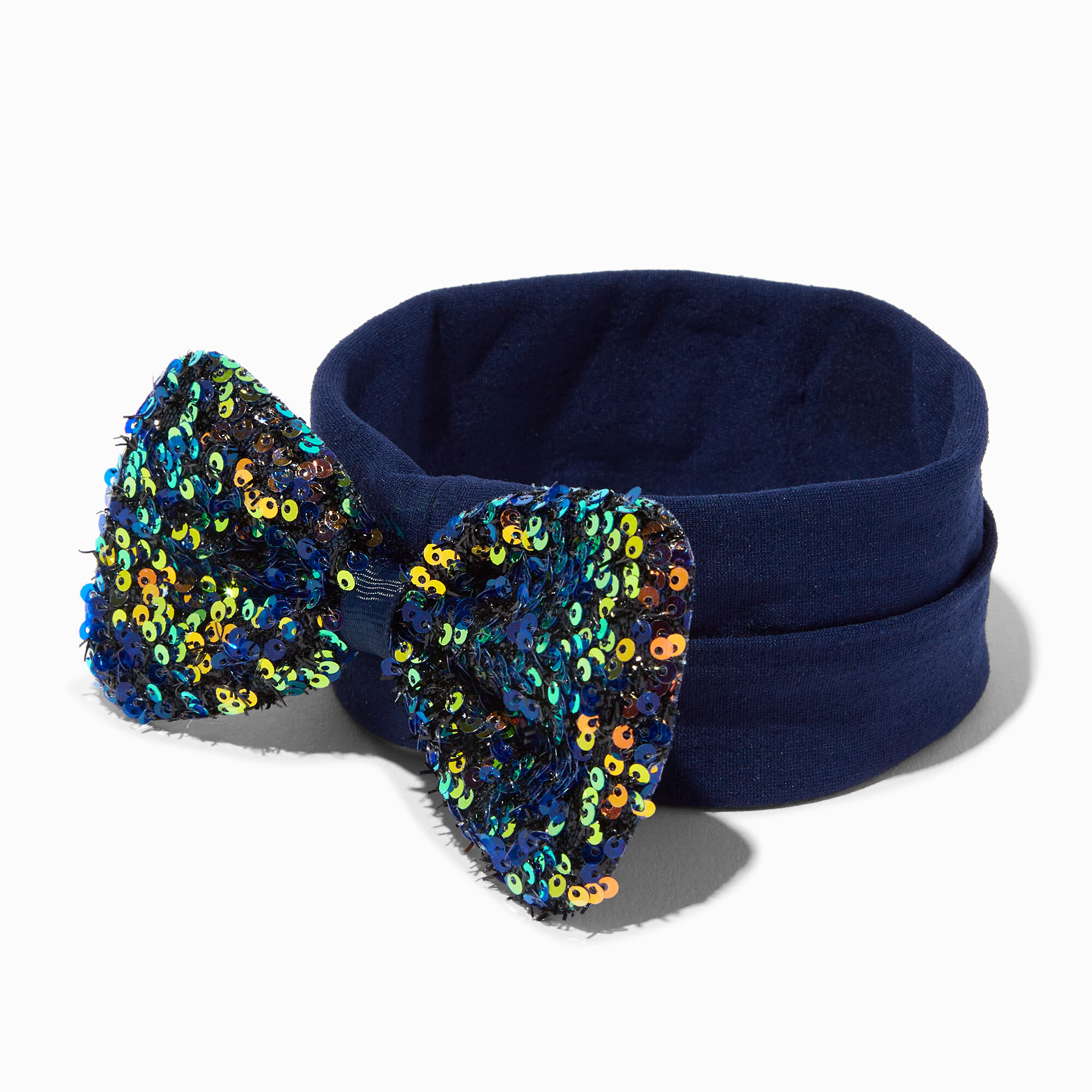 View Claires Club Sequin Sparkle Bow Headwrap Navy information